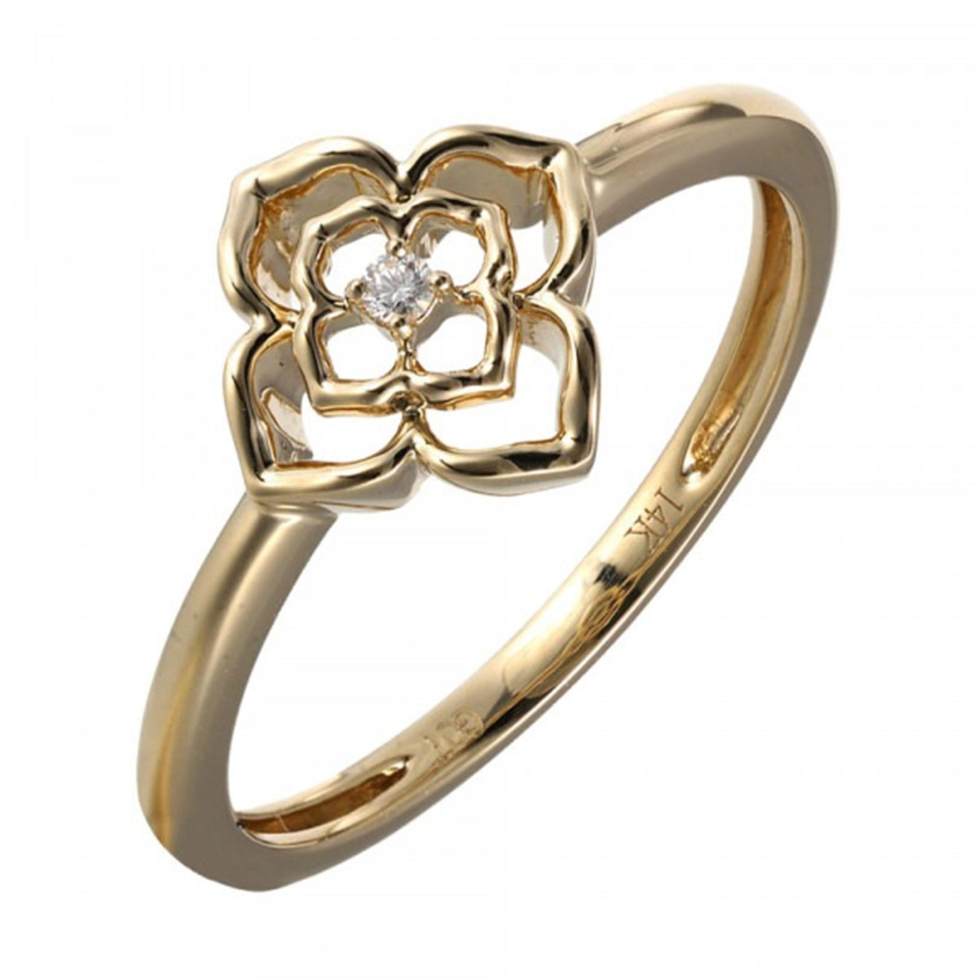 14K Yellow Gold 0.2ctw Floral Diamond Fashion Ring