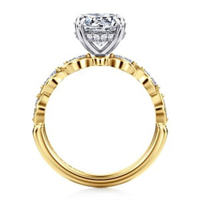 Gabriel - Contemporary Collection 14K White & Yellow Gold 0.32ctw 4 Prong Style Diamond Semi-Mount Engagement Ring