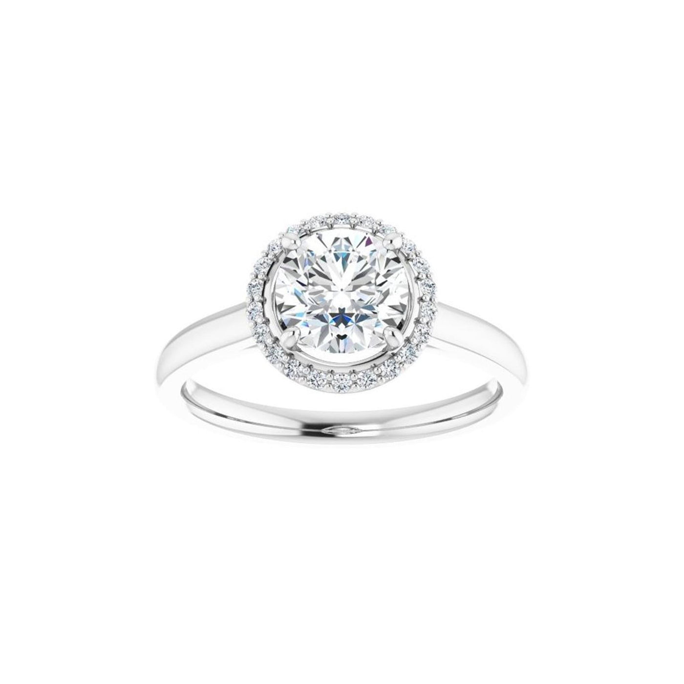 14K White Gold .10ctw Round Halo Style Diamond Semi-Mount Engagement Ring