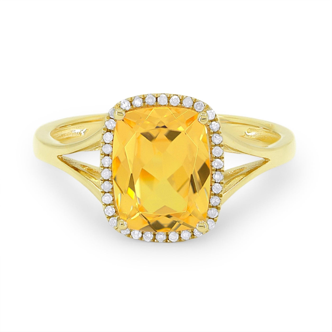 Madison L 14K White Gold 2.09ctw Halo Style Citrine and Diamonds Ring