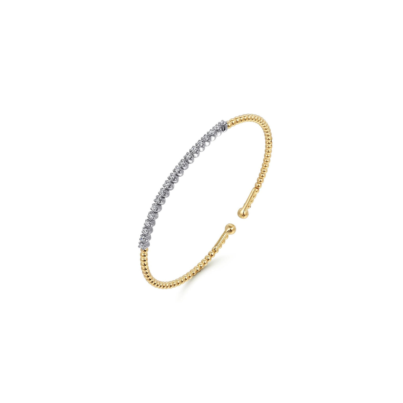 Gabriel - Bujukan Collection 14K White & Yellow Gold 0.40ctw 6.25" Bangle Style Diamond Bracelet