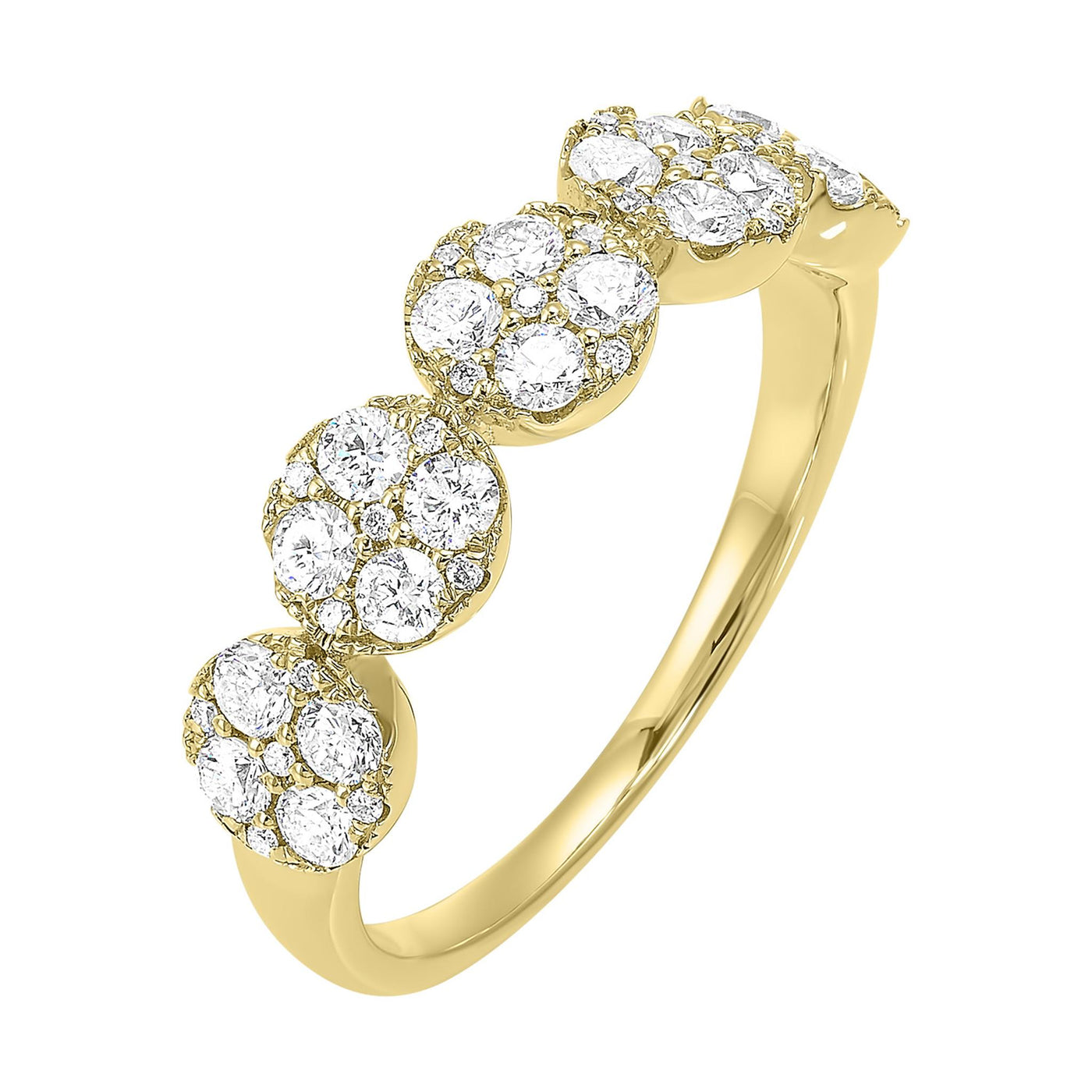 14K Yellow Gold 0.75ctw Round Diamond Fashion Ring