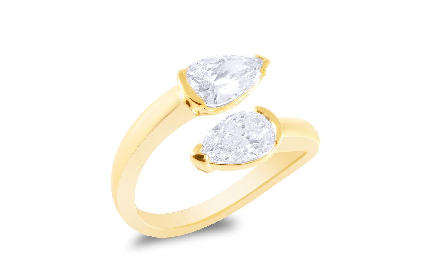 14K Yellow Gold 1.50ctw Bypass Lab Grown Diamond Fashion Ring