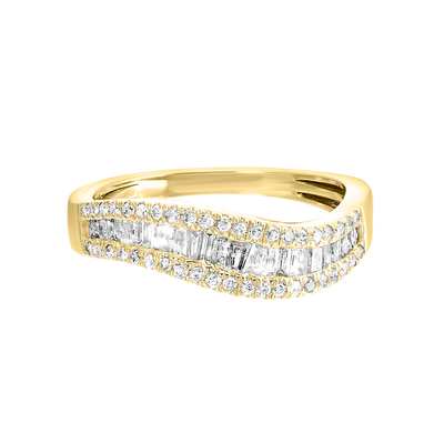 10K Yellow Gold .50ctw Ribbon Diamond Fashion Ring