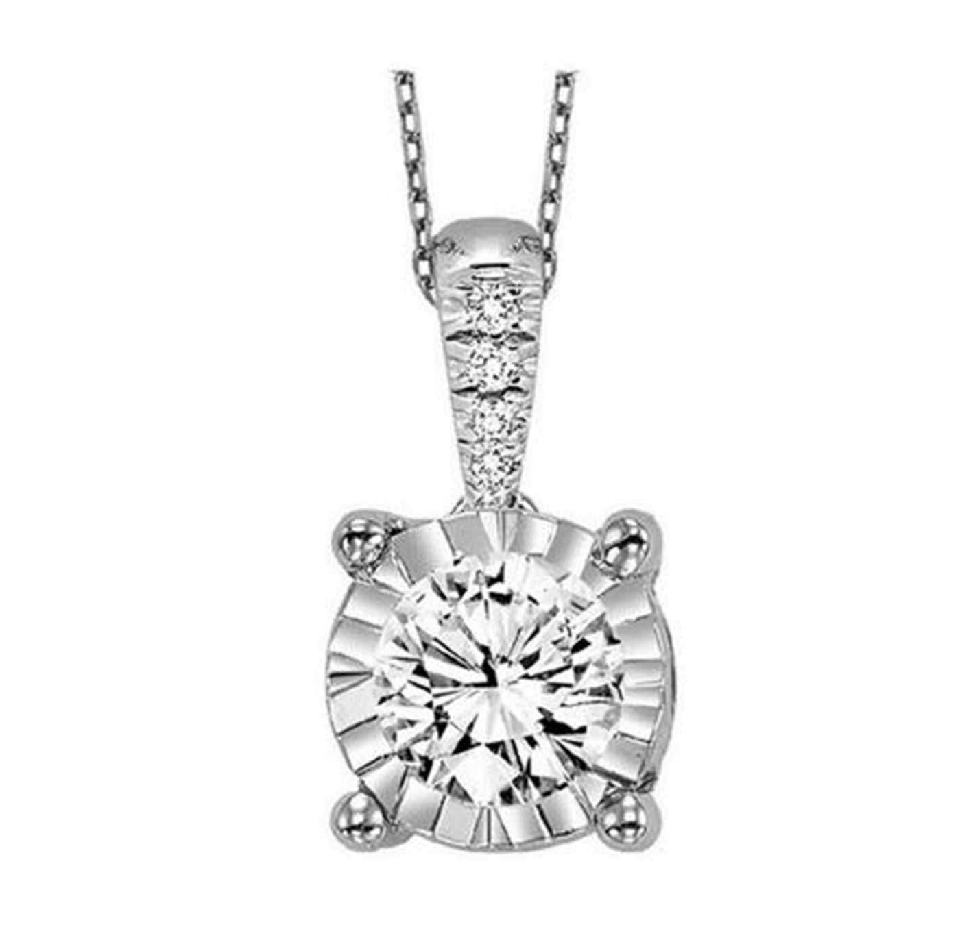14K White Gold .10ctw Solitaire Style Pendant