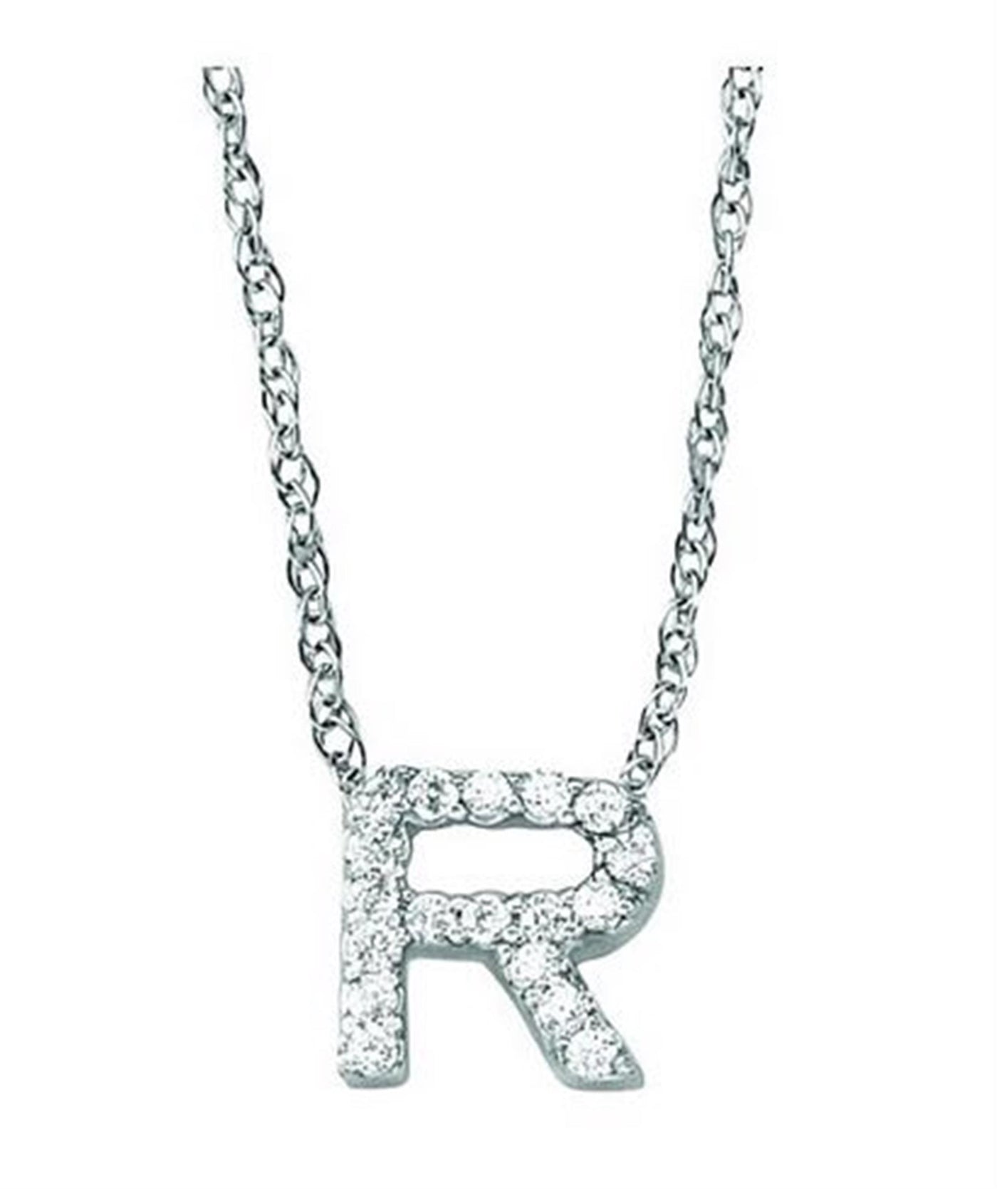 14K White Gold .09ctw Initial Style Pendant
