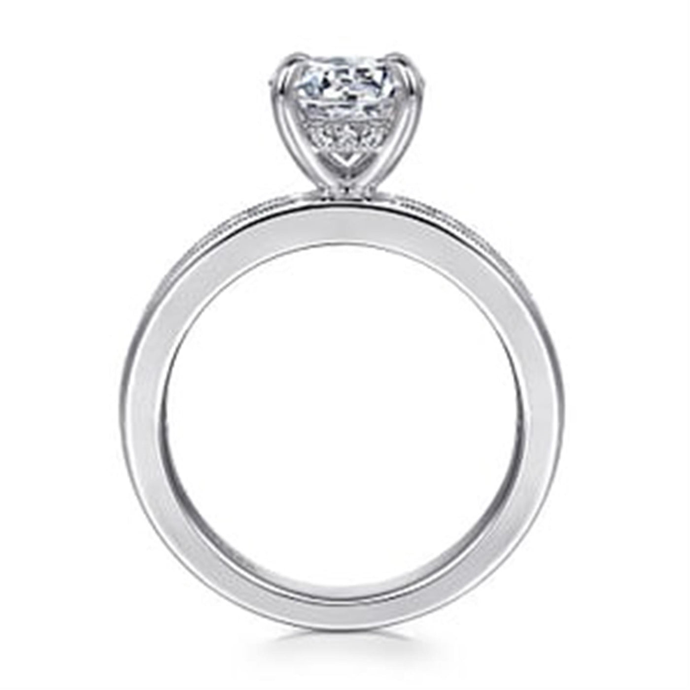 Gabriel - Contemporary Collection 14K White Gold 0.40ctw 4 Prong Style Diamond Semi-Mount Engagement Ring