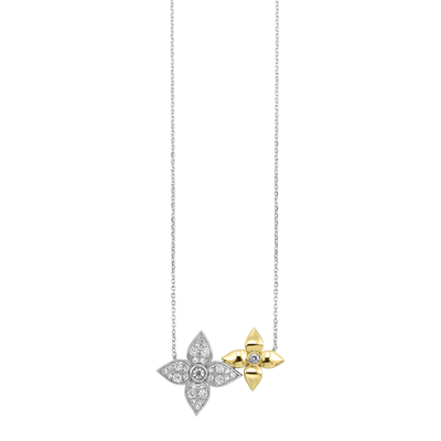 10K White & Yellow Gold .5ctw Floral Cluster Style Necklace