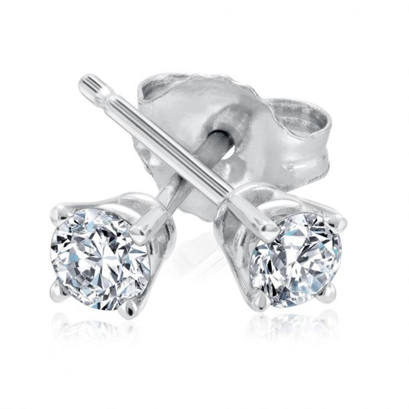 14K White Gold 2.18ctw Diamond Stud Earrings in Four Prong Basket Settings