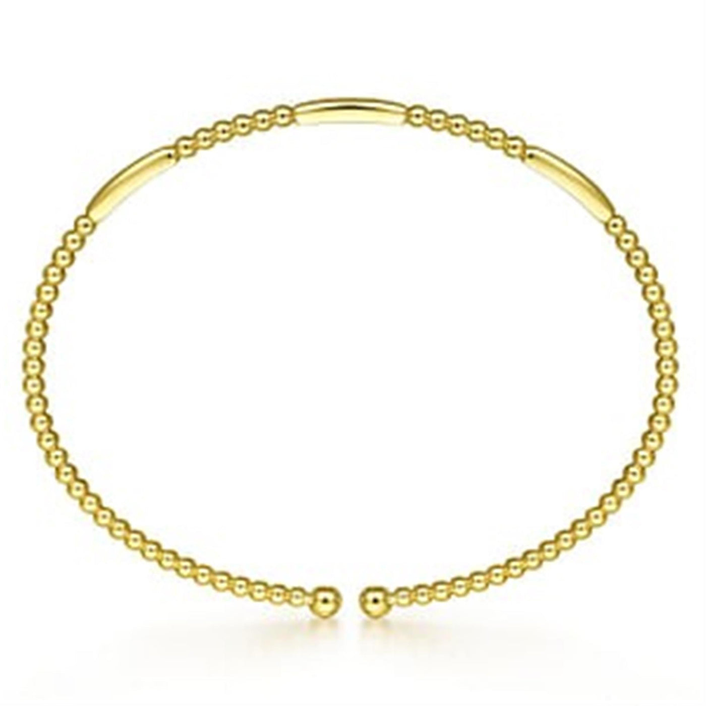 Gabriel 14K Yellow Gold 6.25" Solid Bangle Bead Fashion Bracelet