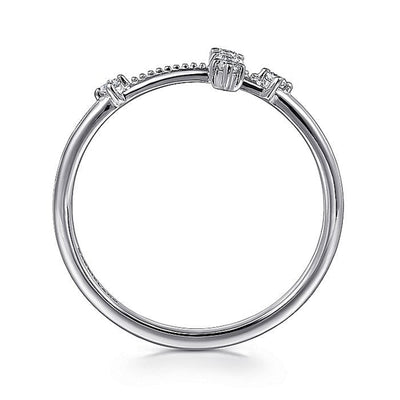 Gabriel 14K White Gold 0.08ctw Cross Diamond Fashion Ring