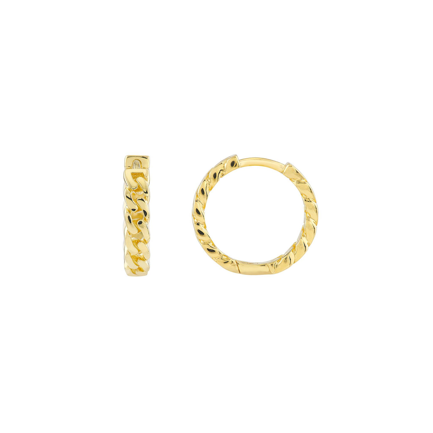 14K Yellow Gold x 15mm Link Huggie Style Earrings