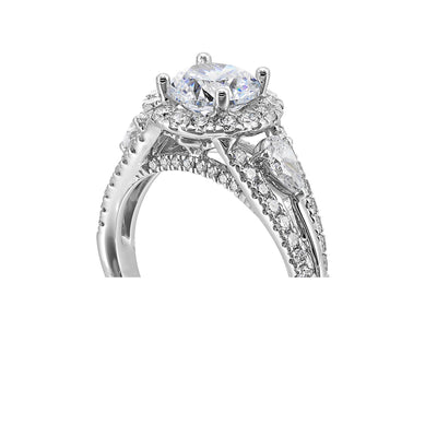 14K White Gold 2.56ctw Round Halo Lab Grown Diamond Engagement Ring
