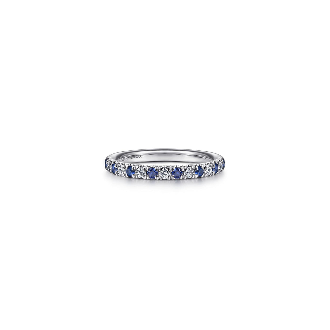 Gabriel 14K White Gold 0.50ctw Band Style Sapphires and Diamonds Ring