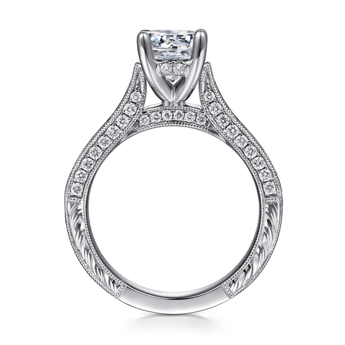 Gabriel 14K White Gold .81ctw 4 Prong Style Diamond Semi-Mount Engagement Ring