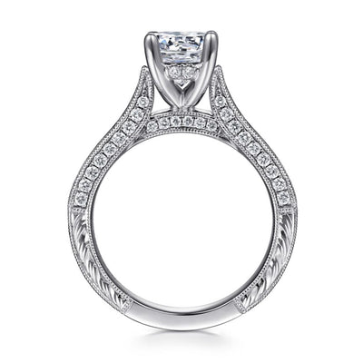 Gabriel 14K White Gold .81ctw 4 Prong Style Diamond Semi-Mount Engagement Ring