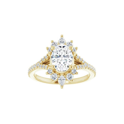 Ever & Ever 14K Yellow Gold 8x6 centerctw 4 Prong Style Diamond Semi-Mount Engagement Ring