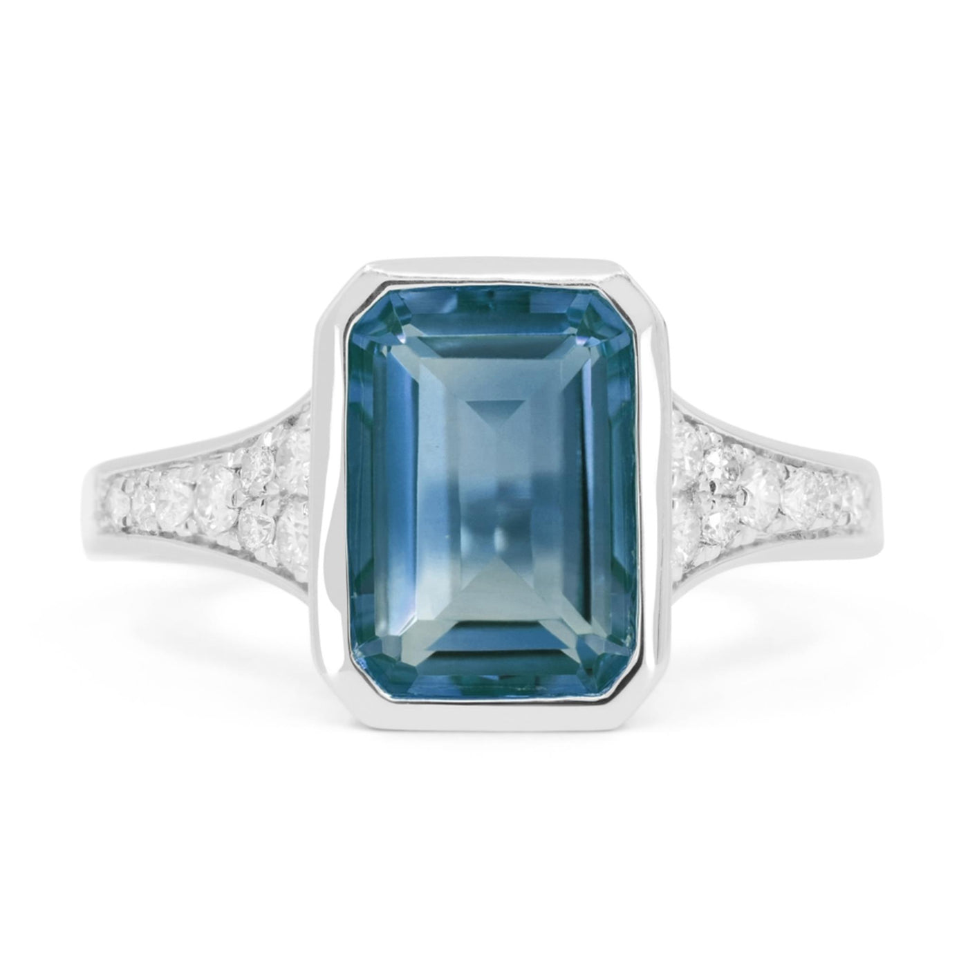 Madison L 14K White Gold 3.71ctw Multi Stone Style Blue Topaz and Diamonds Ring