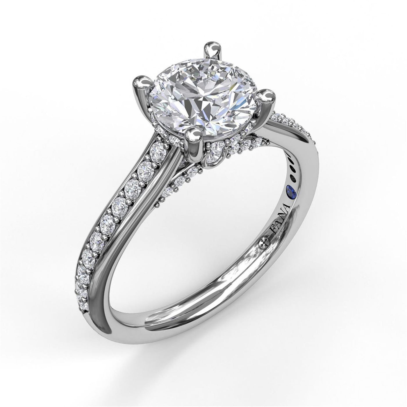 Fana 14K White Gold .33ctw Hidden Halo Style Diamond Semi-Mount Engagement Ring