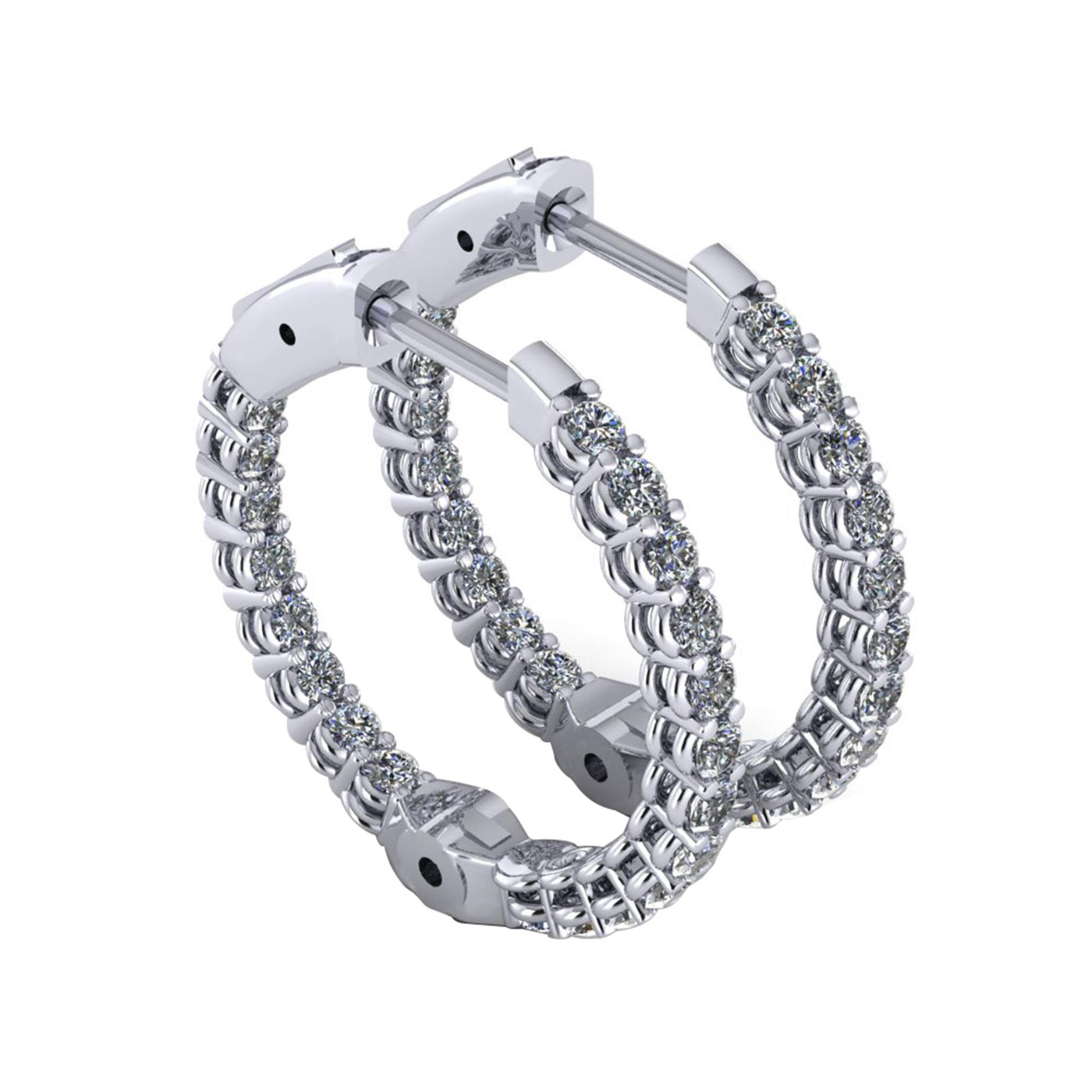 14K White Gold 1.54ctw Fancy Hoop Style Lab Grown Diamond Earrings