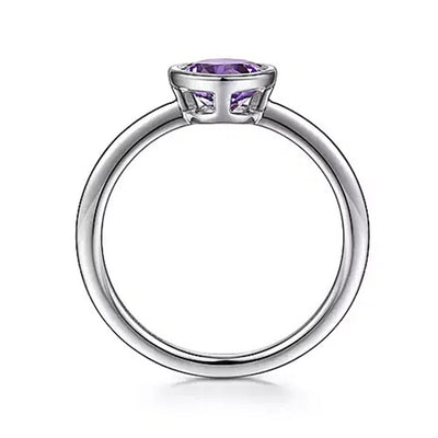 Sterling Silver .76ctw Solitaire Style Amethyst Ring