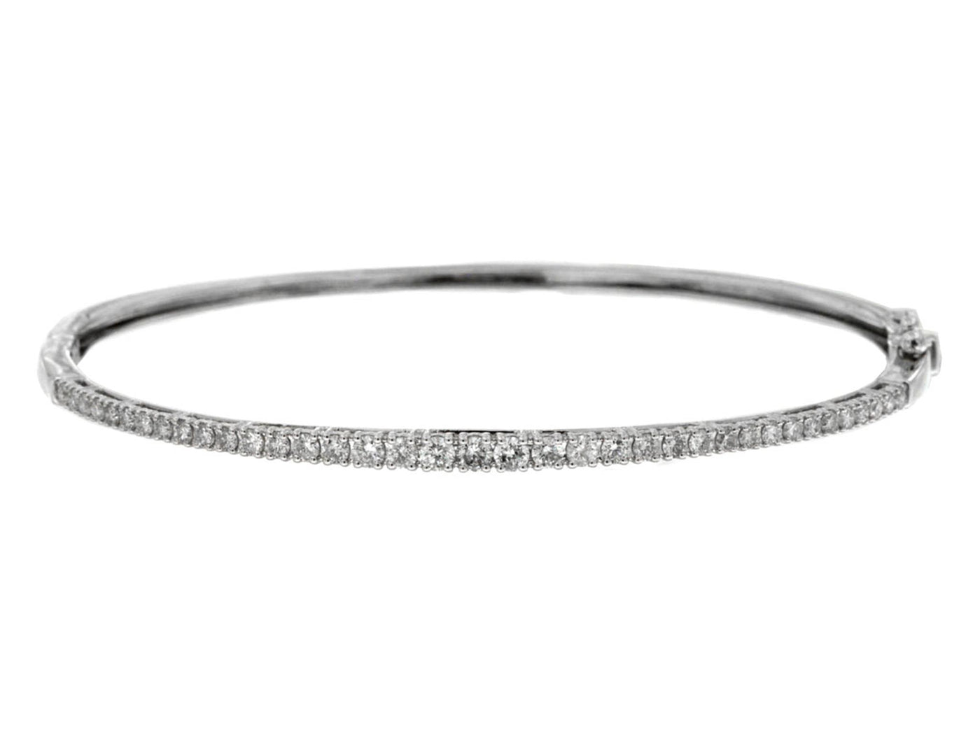 14K White Gold 1.0ctw Medium Bangle Style Diamond Bracelet