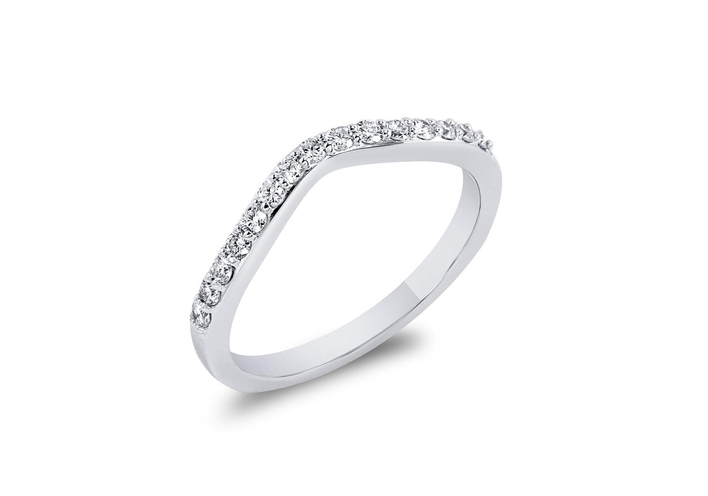 14K White Gold .26ctw Lab Grown Curved Diamond Band