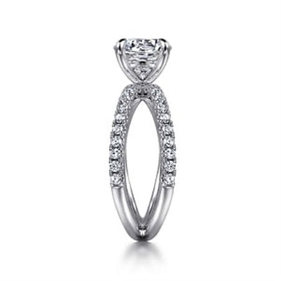 Gabriel - Contemporary Collection 14K White Gold 0.52ctw 4 Prong Style Diamond Semi-Mount Engagement Ring