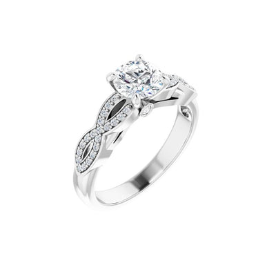 Ever & Ever 14K White Gold .21ctw 4 Prong Style Diamond Semi-Mount Engagement Ring