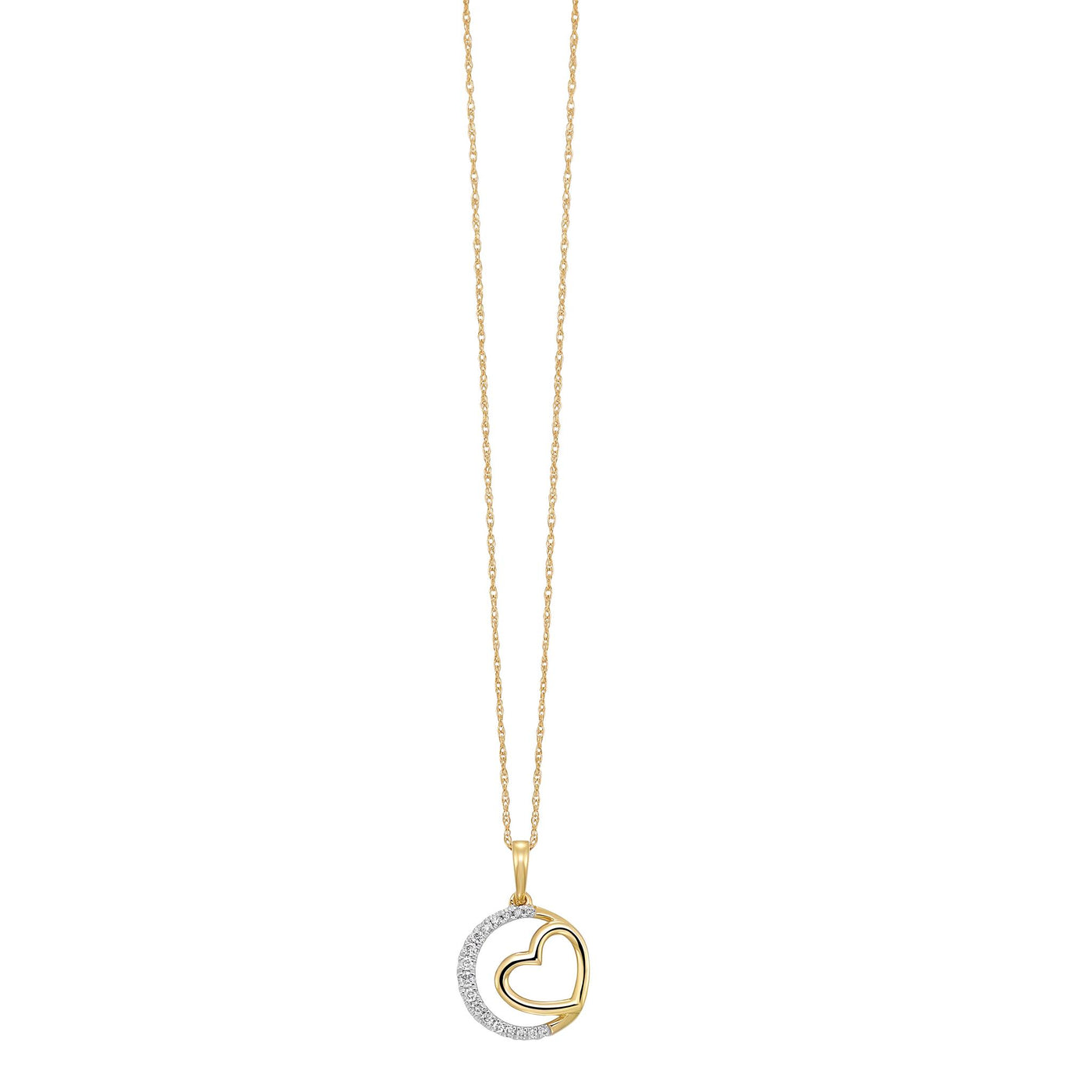 14K Yellow Gold .10ctw Heart in Circle Style Pendant