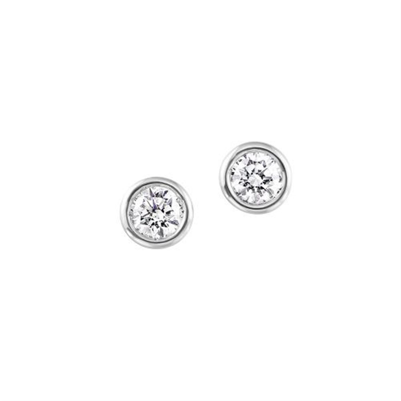 14K White Gold 1.00ctw Contemporary Bezel Style Diamond Earrings