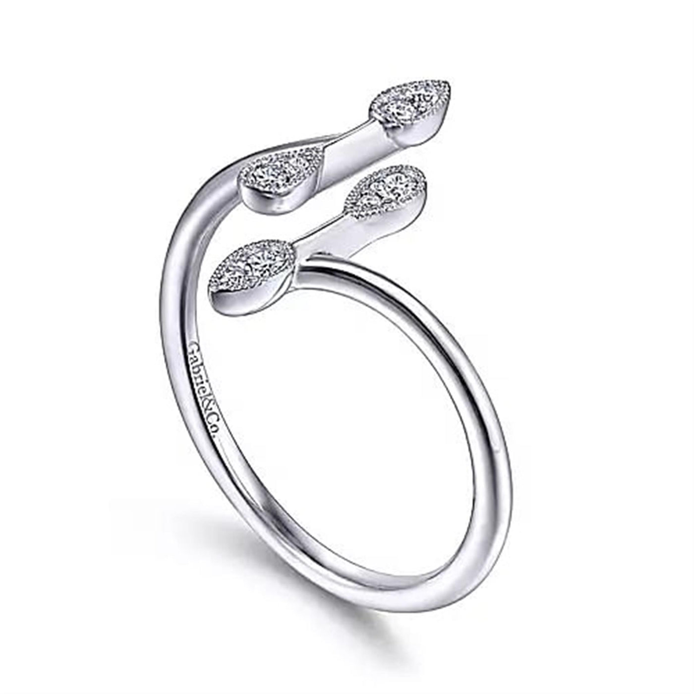 Gabriel 14K White Gold .10ctw Bypass Diamond Fashion Ring