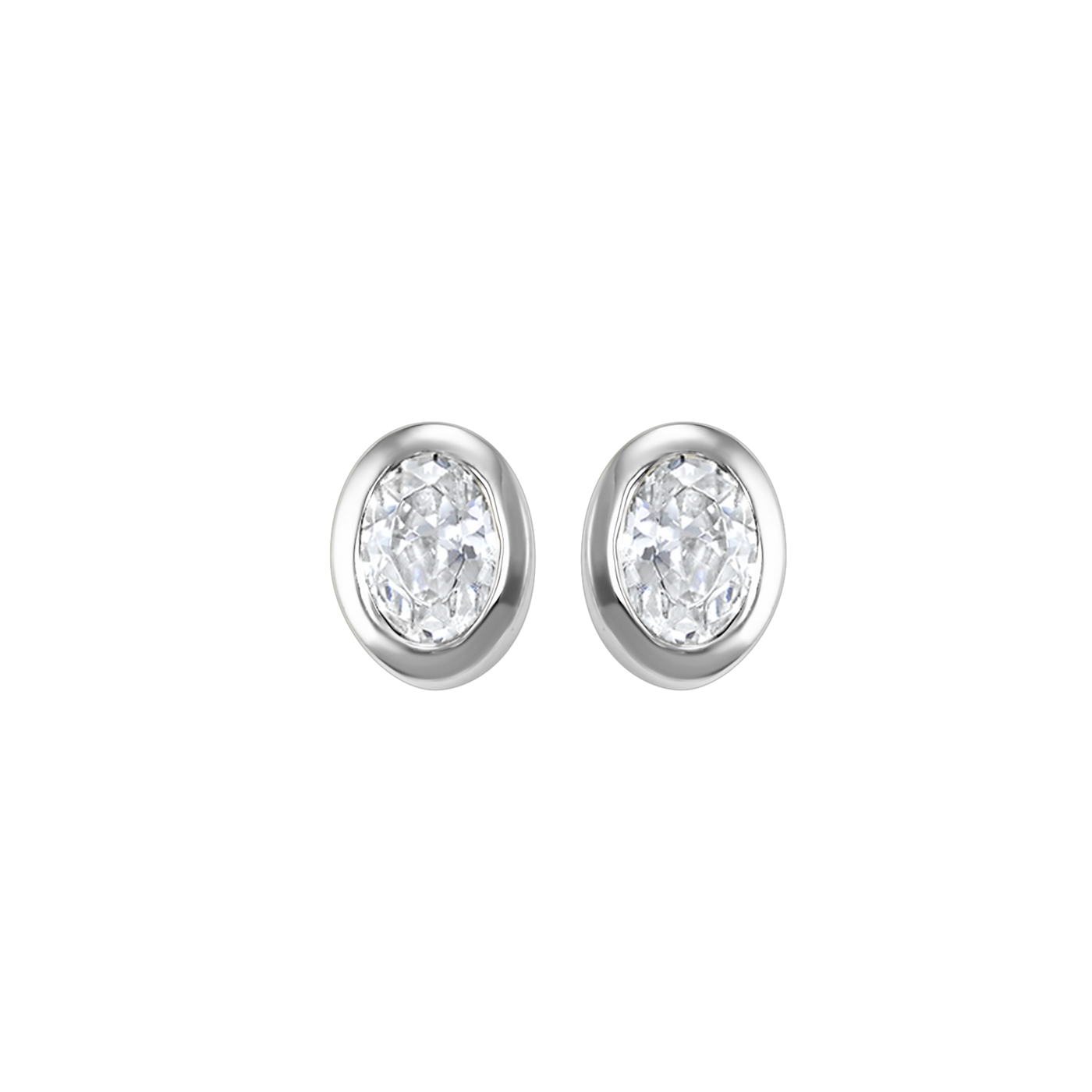 14K White Gold .17ctw Traditional Bezel Style Diamond Earrings