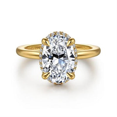 Gabriel - Lotus Collection 14K Yellow Gold 0.11ctw Hidden Halo Style Diamond Semi-Mount Engagement Ring