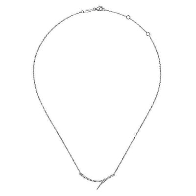 Gabriel 14K White Gold 0.25ctw Bypass Bar Style Necklace