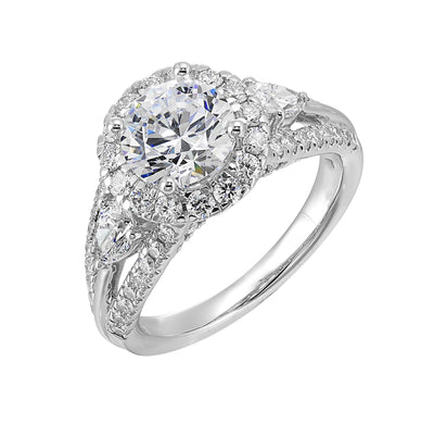 14K White Gold 2.56ctw Round Halo Lab Grown Diamond Engagement Ring