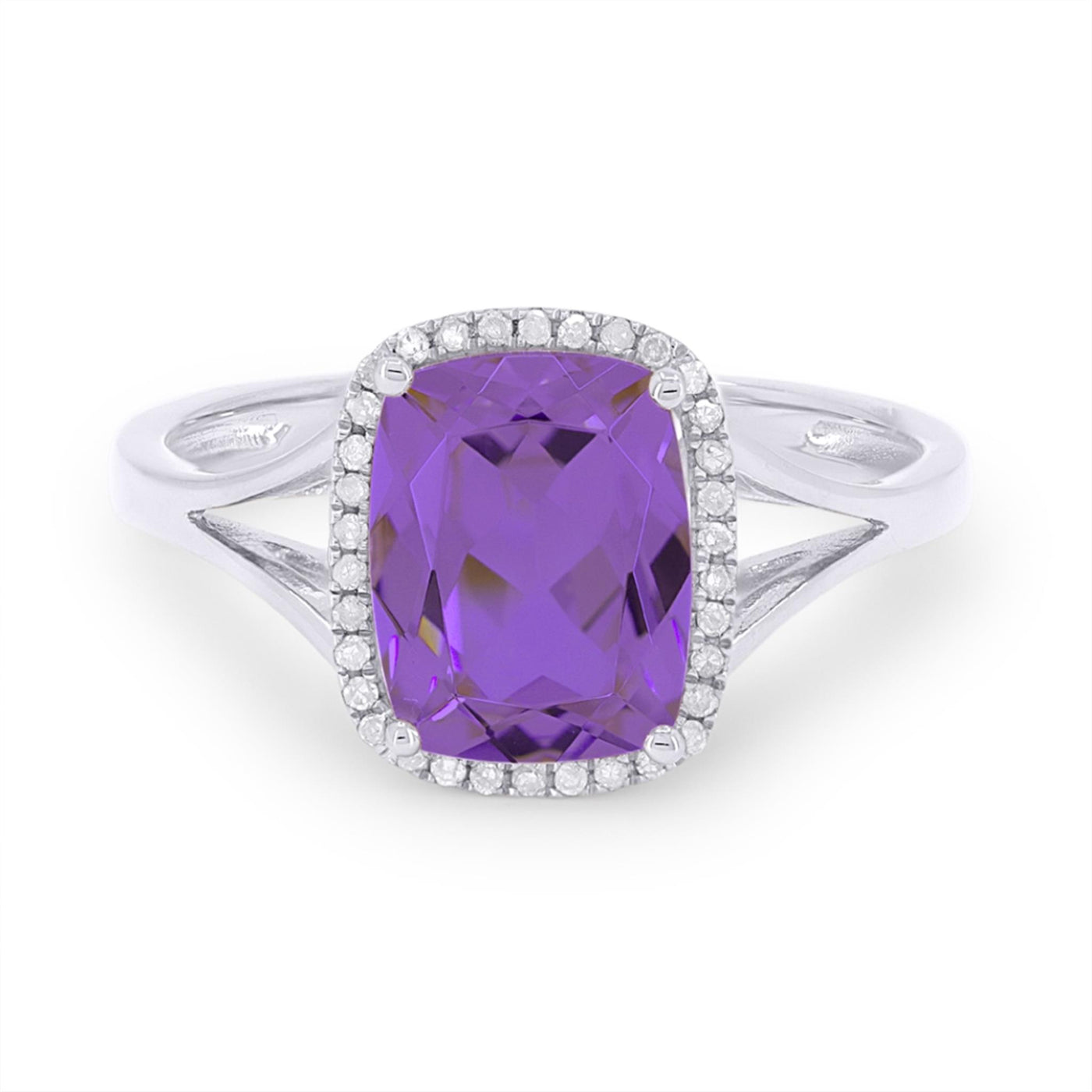 Madison L 14K White Gold 2.10ctw Halo Style Amethyst and Diamonds Ring