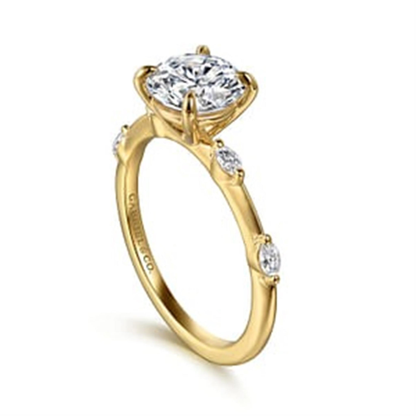 Gabriel - Starlight Collection 14K Yellow Gold 0.16ctw 4 Prong Style Diamond Semi-Mount Engagement Ring