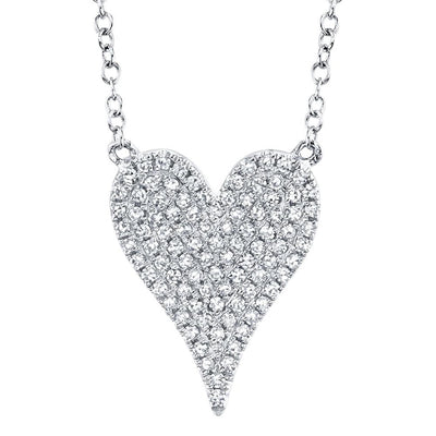 Shy Creation 14K White Gold 0.21ctw Heart Style Necklace