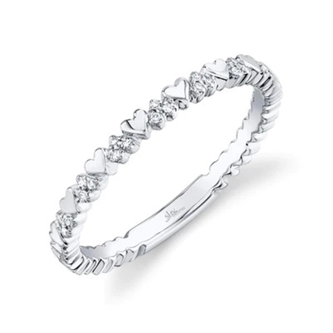 Shy Creation 14K White Gold 0.05ctw Heart Diamond Fashion Ring