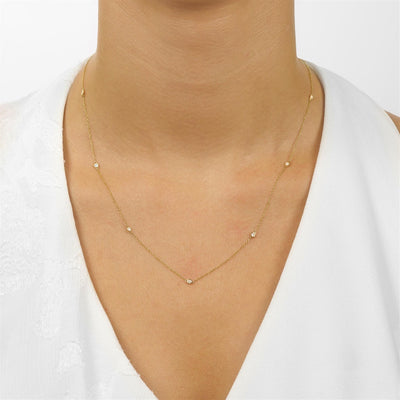 14K Yellow Gold .25ctw Diamonds By The Yard Style Necklace