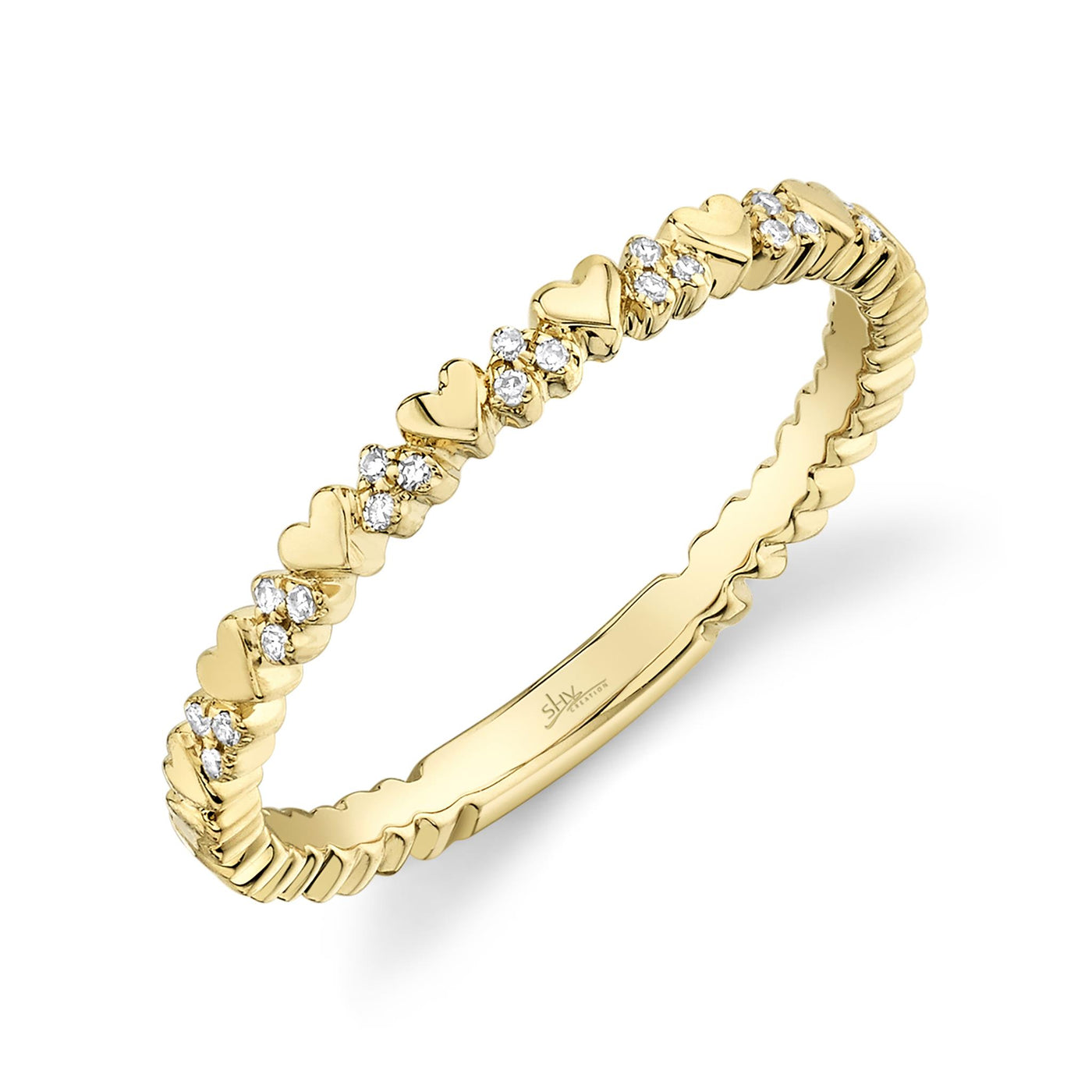 Shy Creation 14K Yellow Gold 0.05ctw Heart Diamond Fashion Ring
