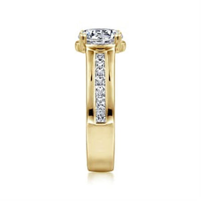 Gabriel - Contemporary Collection 14K Yellow Gold 0.55ctw 4 Prong Style Diamond Semi-Mount Engagement Ring