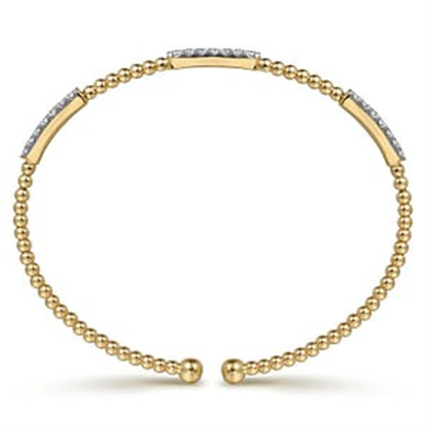 Gabriel 14K Yellow Gold .45ctw 6.25" Bangle Style Diamond Bracelet
