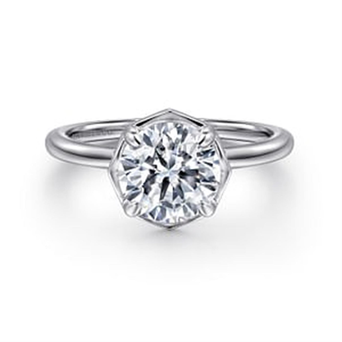 Gabriel - Classic Collection 14K White Gold 0.06ctw 4 Prong Style Diamond Semi-Mount Engagement Ring