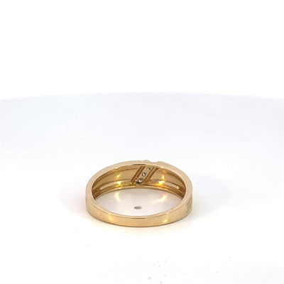 Estate 10K White & Yellow Gold .05ctw Multi Stone Diamond Fashion Ring GTS