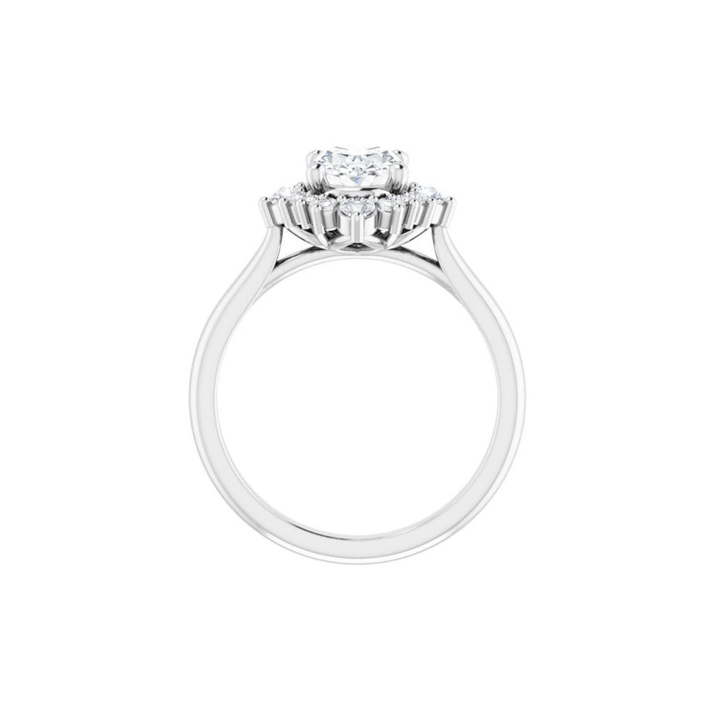 Ever & Ever 14K White Gold .33ctw Oval Tiara Halo Style Diamond Semi-Mount Engagement Ring