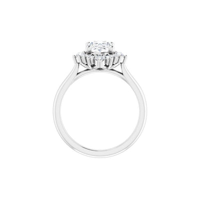Ever & Ever 14K White Gold .33ctw Oval Tiara Halo Style Diamond Semi-Mount Engagement Ring