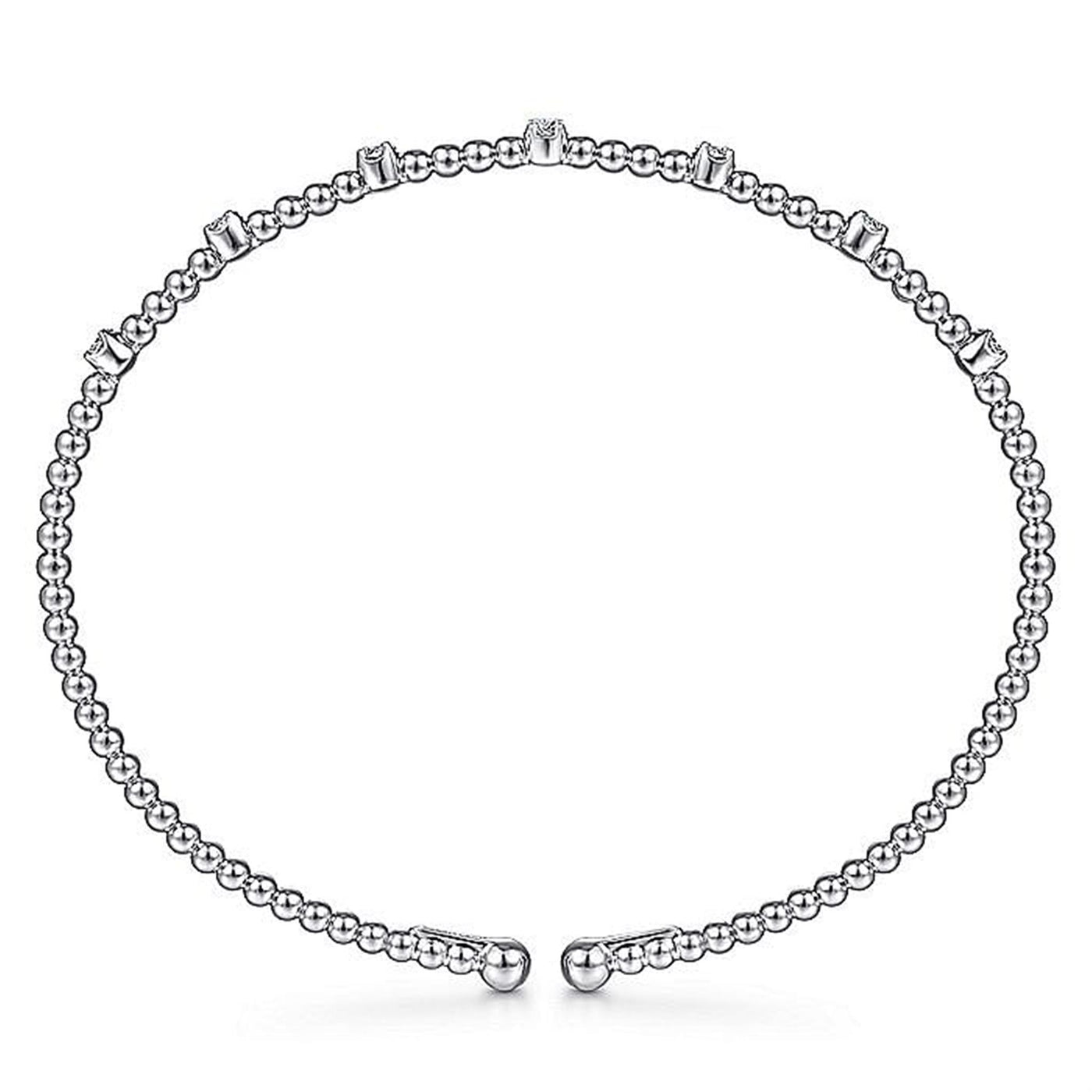 Gabriel 14K White Gold 0.21ctw 6.25" Bangle Style Diamond Bracelet