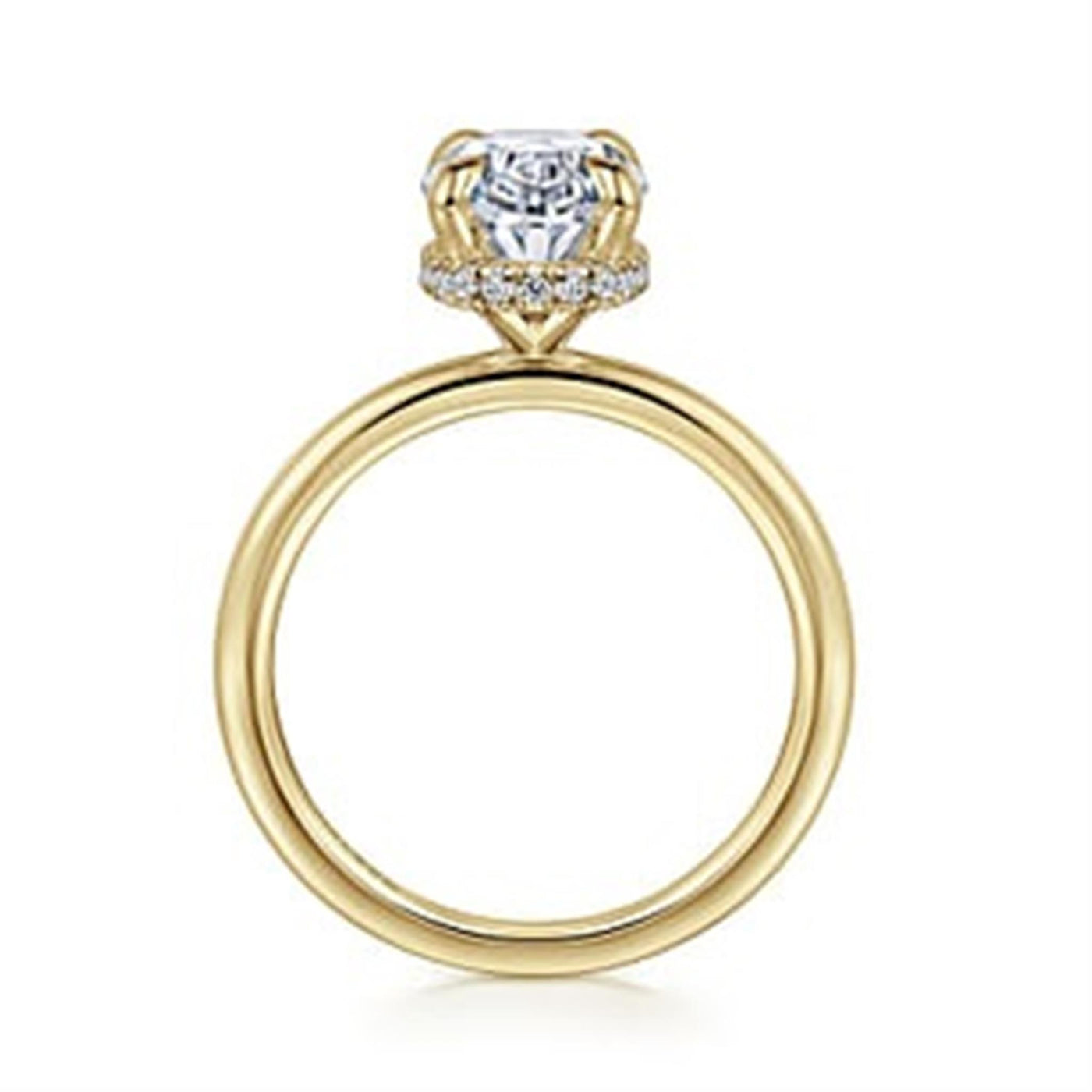 Gabriel - Classic Collection 14K Yellow Gold 0.13ctw Hidden Halo Style Diamond Semi-Mount Engagement Ring